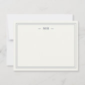 ミニマリストネイビーブルー&アイボリーツモノグラ縁どム ノートカード (正面)