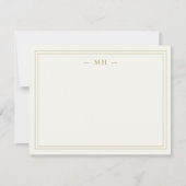 ミニマリストネイビーブルー&金ゴールド2モノグラ縁どム ノートカード (正面)
