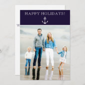 ミニマリストネービーハッピーホリデーズいかり写真 シーズンカード (正面/裏面)