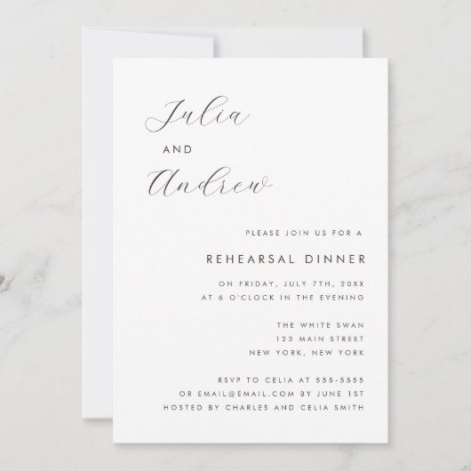 ミニマリストネームリハーサルディナー招待状 招待状 (正面)