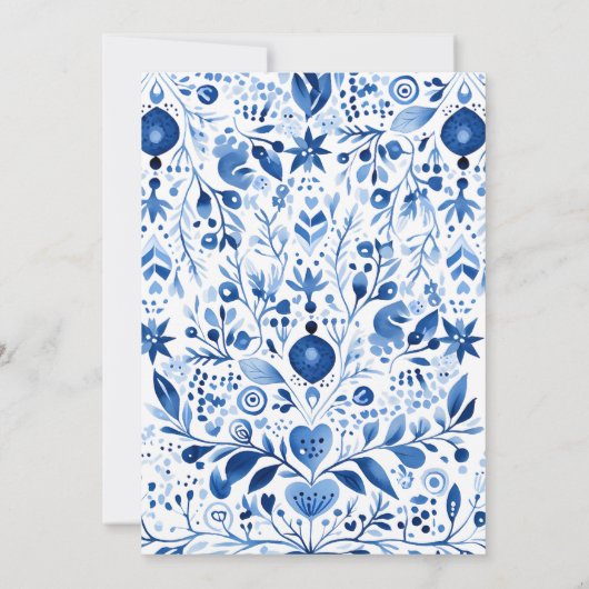 ミニマリストハイゲホワイトとブルークリスマスパーティー 招待状 (裏面)