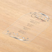 ミニマリストハイゲ白黒クリスマスパーティーメニュー アクリル招待状 (レイダウン)