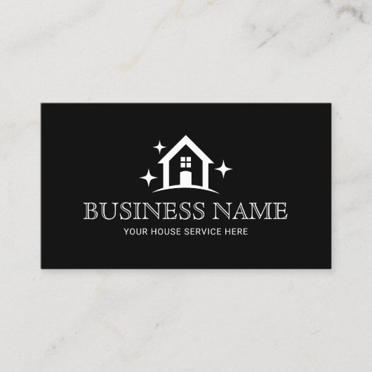 ミニマリストハウスクリーニングサービスプレーンブラック 名刺 (正面)