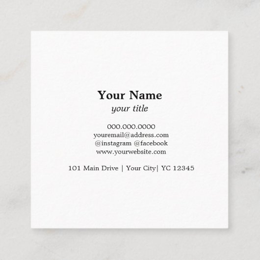 ミニマリストハウスクリーニングホームサービスロゴピンク スクエア名刺 (裏面)