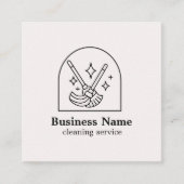 ミニマリストハウスクリーニングホームサービスロゴピンク スクエア名刺 (正面)