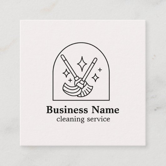 ミニマリストハウスクリーニングホームサービスロゴピンク スクエア名刺 (正面)