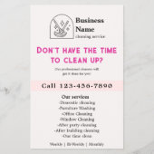 ミニマリストハウスクリーニングホームサービスロゴピンク チラシ (正面)