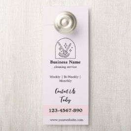 ミニマリストハウスクリーニングホームサービスロゴピンク ドアノブサイン