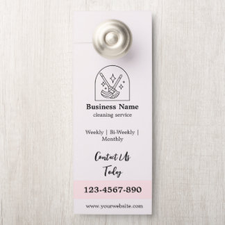 ミニマリストハウスクリーニングホームサービスロゴピンク ドアノブサイン