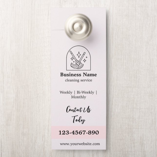 ミニマリストハウスクリーニングホームサービスロゴピンク ドアノブサイン (ノブ)