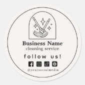 ミニマリストハウスクリーニングホームサービスロゴピンク ラウンドシール (正面)