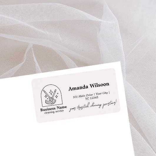 ミニマリストハウスクリーニングホームサービスロゴピンク ラベル