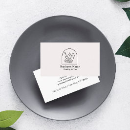 ミニマリストハウスクリーニングホームサービスロゴピンク 名刺