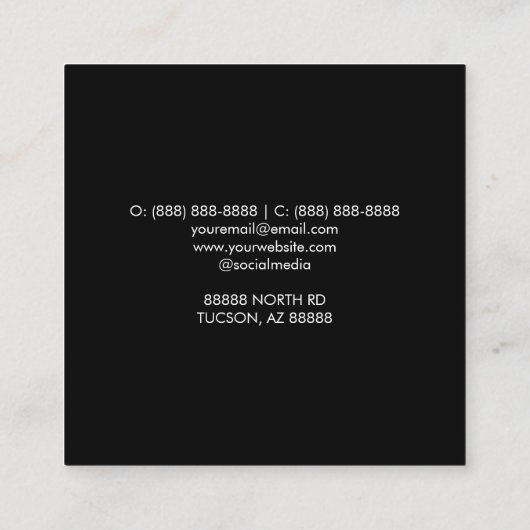 ミニマリストハウスホームアウトライン平原シンプル基本 スクエア名刺 (裏面)