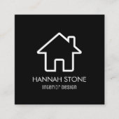 ミニマリストハウスホームアウトライン平原シンプル基本 スクエア名刺 (正面)