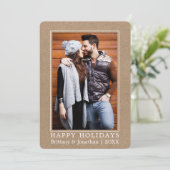 ミニマリストハッピーホリデーズカップル写真Kraft シーズンカード (スタンド正面)