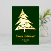 ミニマリストハッピーホリデーズクリスマスツリーフォイルホリ 箔シーズンカード (立ち正面)