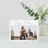 ミニマリストハッピーホリデーズクリスマスフォト シーズンポストカード (スタンド正面)