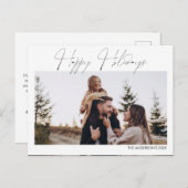 ミニマリストハッピーホリデーズクリスマスフォト シーズンポストカード (正面/裏面)