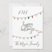 ミニマリストハッピーホリデーズクリスマスライト4写真 シーズンカード (正面)