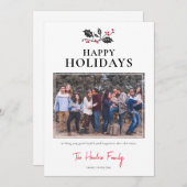 ミニマリストハッピーホリデーズフォトクリスマス シーズンカード (正面/裏面)