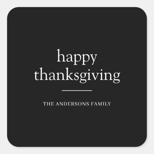 ミニマリストハッピー感謝祭引用文 スクエアシール (正面)