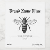 ミニマリストハニービースウィートワスプつる植物熟成 ワインラベル (シングルラベル)