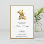 ミニマリストハニーベアーベビーシャワー招待状 招待状 (スタンド正面)