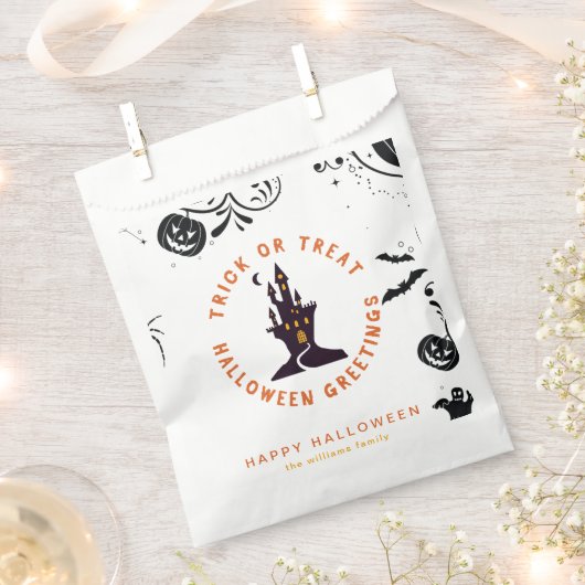 ミニマリストハロウィーンホリデー フェイバーバッグ (クリップ留めされた状態)