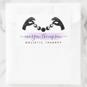 ミニマリストハンズ&ムーンフェイズマッサージ霊気ロゴ 長方形シール (バッグ)