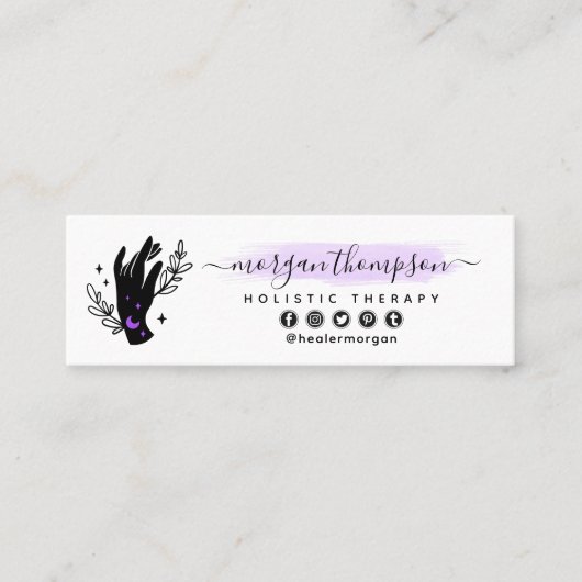 ミニマリストハンズ&ムーンフェイズ形而上学的霊気 スキニー名刺 (正面)