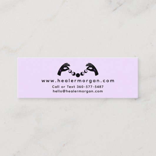 ミニマリストハンズ&ムーンフェイズ形而上学的霊気 スキニー名刺 (裏面)