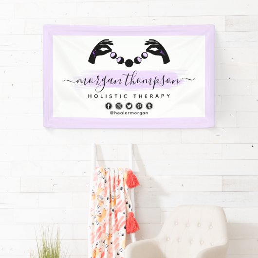 ミニマリストハンズ&ムーンフェイズ形而上学的霊気 横断幕 (インサイチュ)