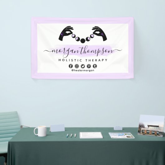 ミニマリストハンズ&ムーンフェイズ形而上学的霊気 横断幕 (トレードショー)