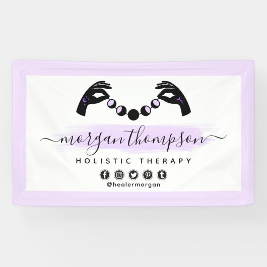 ミニマリストハンズ&ムーンフェイズ形而上学的霊気 横断幕 (横)