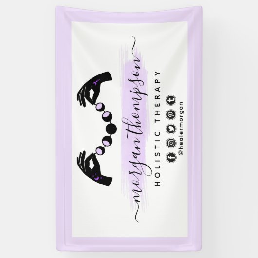 ミニマリストハンズ&ムーンフェイズ形而上学的霊気 横断幕 (縦)