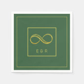 ミニマリストハンターグリーン金ゴールド永遠結婚性 スタンダードカクテルナプキン (正面)