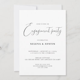 ミニマリストハンドスクリプト婚約パーティ招待状 招待状