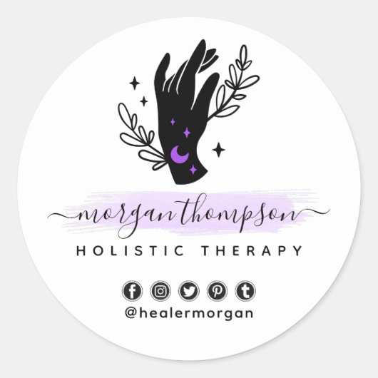 ミニマリストハンドムーンメタフィシカルマッサージ霊気 ラウンドシール (正面)