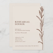 ミニマリストハンドメイドフローラアイボリーリハーサルディナー 招待状 (正面/裏面)