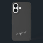 ミニマリストハンドレタリング名白黒カスタム iPhone 16ケース<br><div class="desc">ミニマル手レタリング名白黒カスタム電話ケース</div>