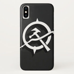 ミニマリストハンマーと鎌 – 白黒 iPhone X ケース