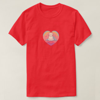 ミニマリストハートキャット Tシャツ