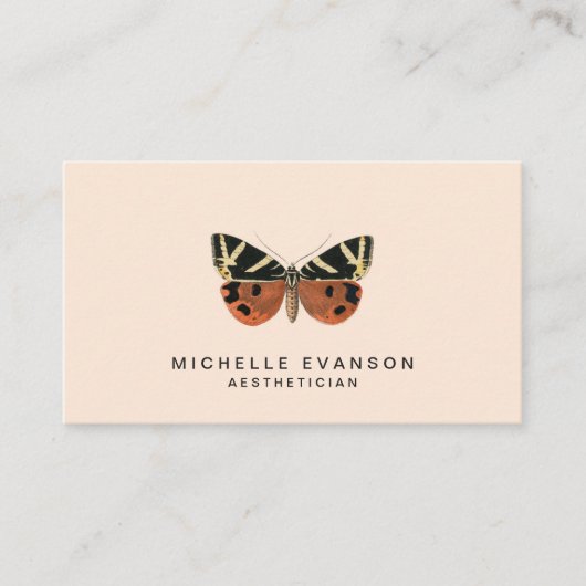 ミニマリストバタフライエレガントパステルピーチ 名刺 (正面)