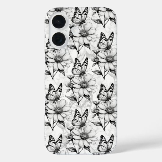 ミニマリストバタフライオンフラワーパターンデザイン Case-Mate iPhoneケース (裏面)