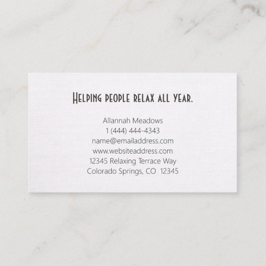 ミニマリストバタフライバンブーヨガビジネスカード 名刺 (裏面)