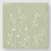 ミニマリストバタフライボタニカルシルエット ストーンコースター (正面)