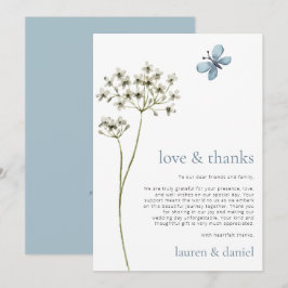 ミニマリストバタフライワイルドフラワーQRコ結婚ード サンキューカード