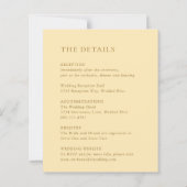 ミニマリストバターイエローバジェット結婚式招待状 (裏面)