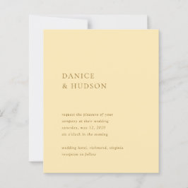 ミニマリストバターイエローバジェット結婚式招待状